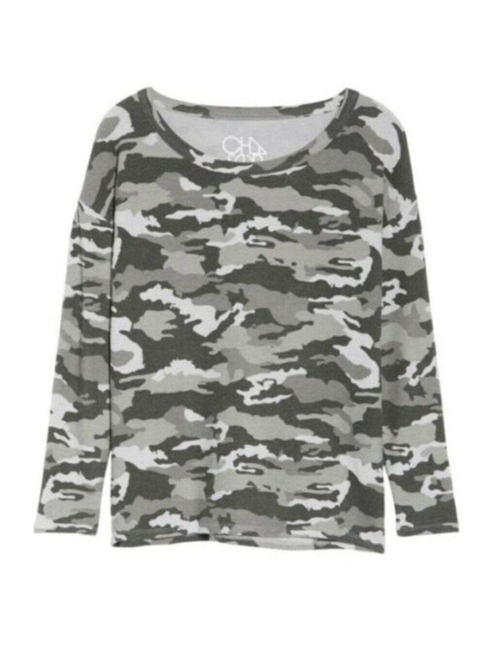Chaser Camo Sweatshirt Gray Blue Crewneck Pullover Relaxed Fit Medium